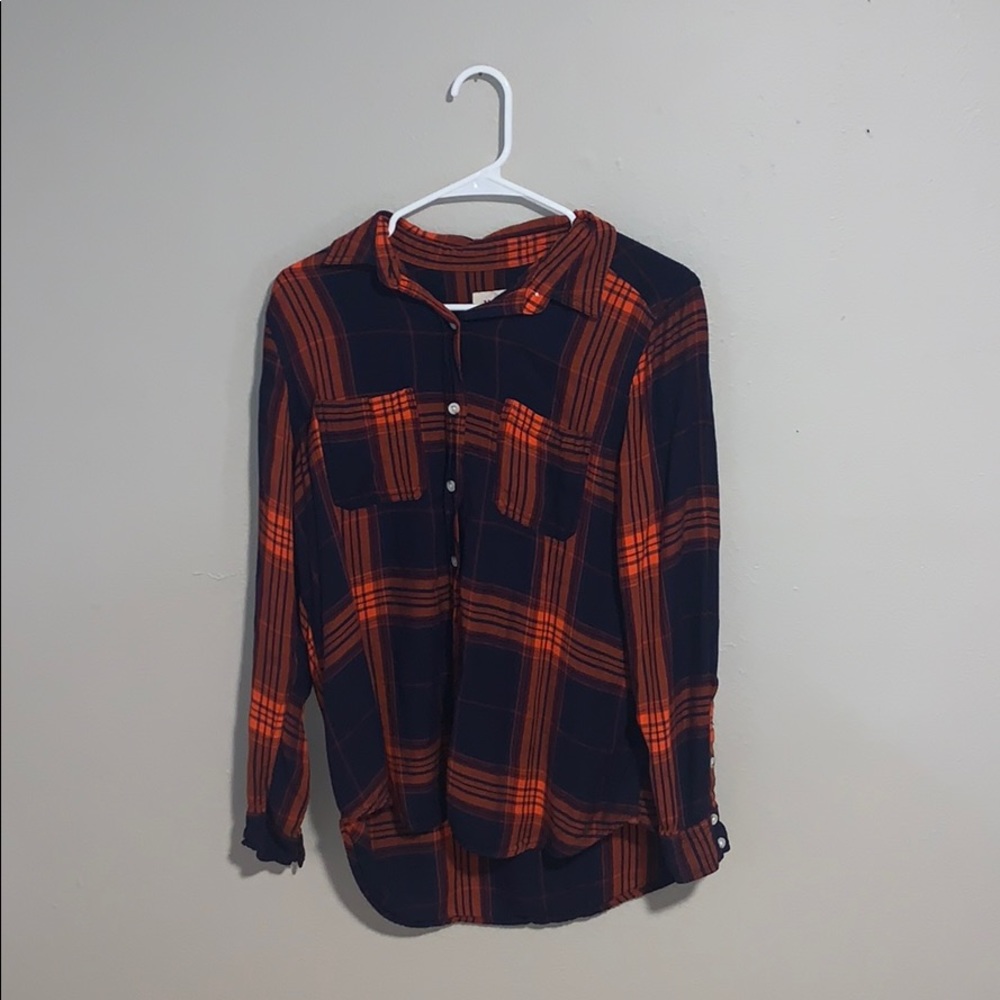 Missimo Boyfriend Fit Red/Blue Plaid Button-Up- M